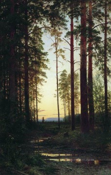 twilight 1883 classical landscape Ivan Ivanovich trees Oil Paintings